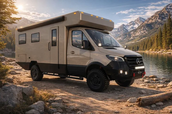 27North Winston 27A luxury Class B+ camper van parked outdoors