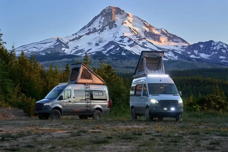 Outside Van Finch camper van rental