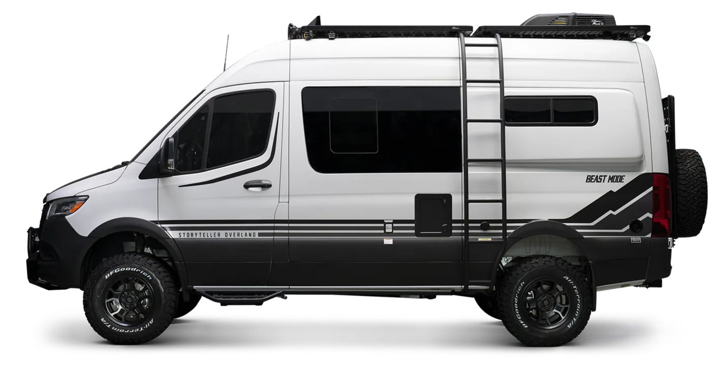 Storyteller Overland Beast Mode camper van parked on rugged off-road terrain
