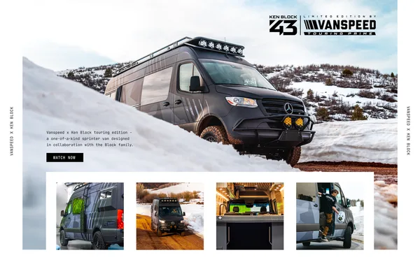 Vanspeed Evergreen Dream camper van parked on an off-road trail